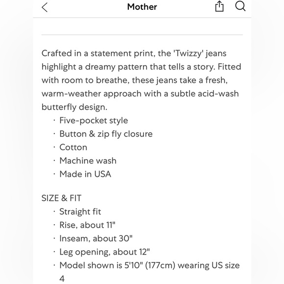 New MOTHER Butterfly Straight Jeans - Picture 4 of 13